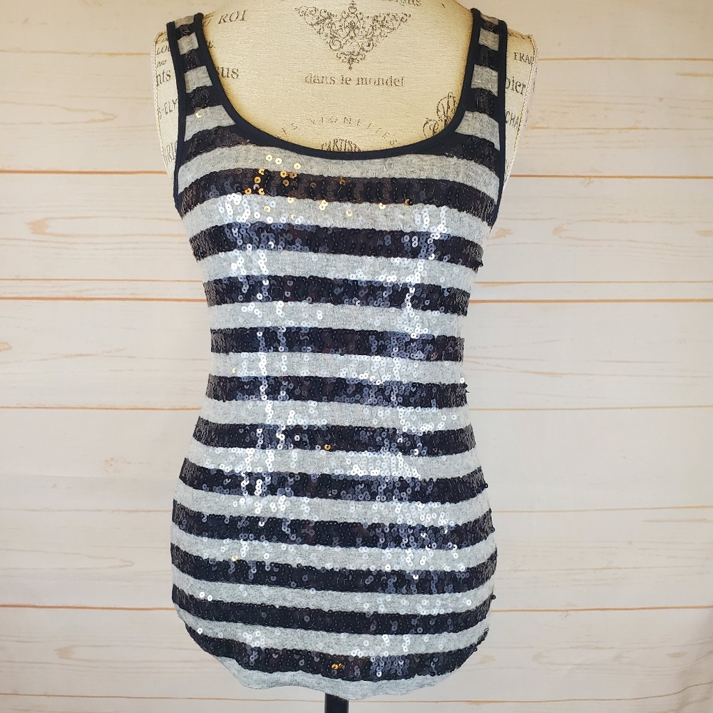 Old Navy Striped Sequin Tank Top
